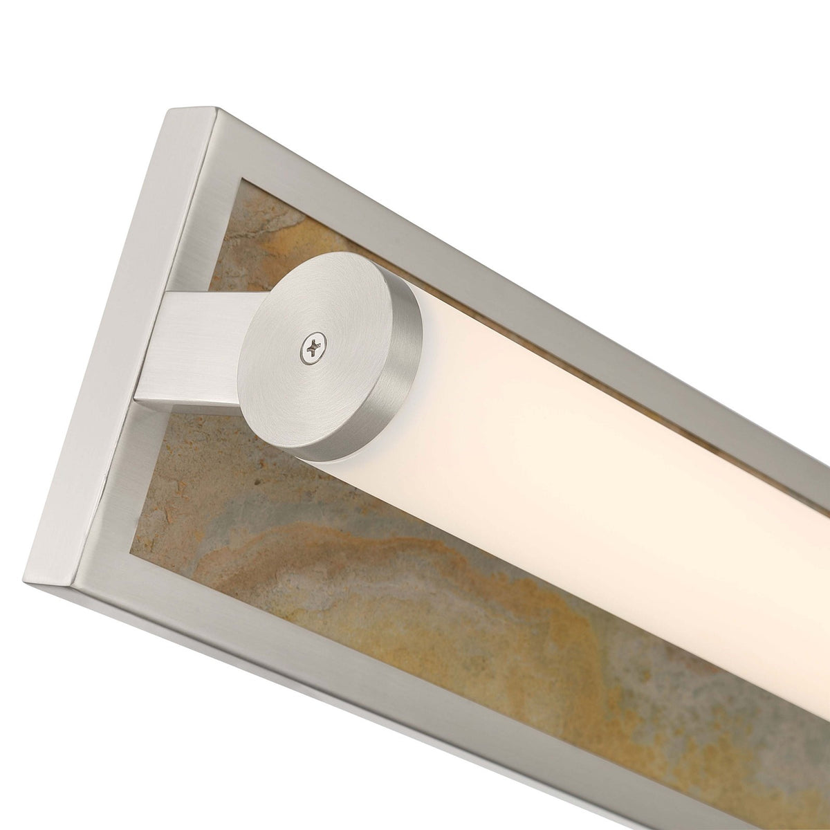 Golden Lighting Stratum 18in 1-Light LED Vanity Light | Modern Brushed Nickel and Moon Rock Stone | Bathroom & Powder Room | Model 1672-BA18 BN-MR