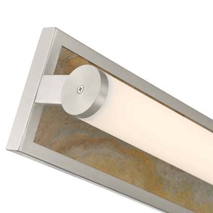 Golden Lighting Stratum 18in 1-Light LED Vanity Light | Modern Brushed Nickel and Moon Rock Stone | Bathroom & Powder Room | Model 1672-BA18 BN-MR