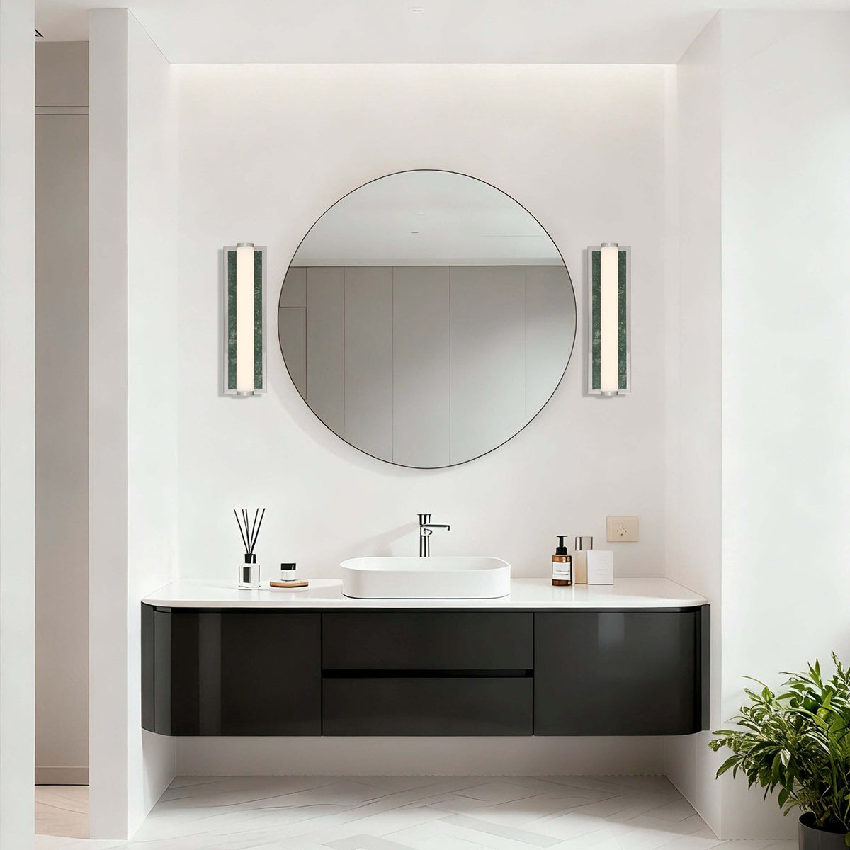Golden Lighting Stratum 18in 1-Light Vanity Light | Modern Brushed Nickel and Persian Green Marble | Bathroom & Powder Room | Model 1672-BA18 BN-PRG