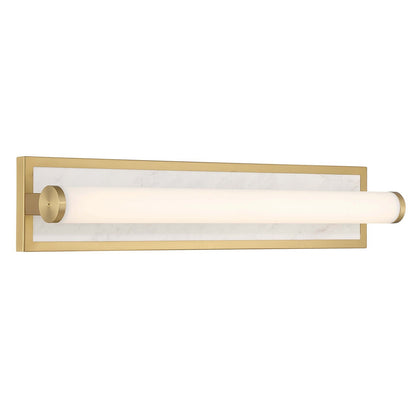Golden Lighting Stratum 24in 1-Light Vanity Light | Modern Brushed Champagne Brass and Jazz White Marble | Bathroom & Powder | Model 1672-BA24 BCB-JW