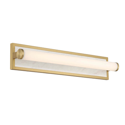 Golden Lighting Stratum 24in 1-Light Vanity Light | Modern Brushed Champagne Brass and Jazz White Marble | Bathroom & Powder | Model 1672-BA24 BCB-JW