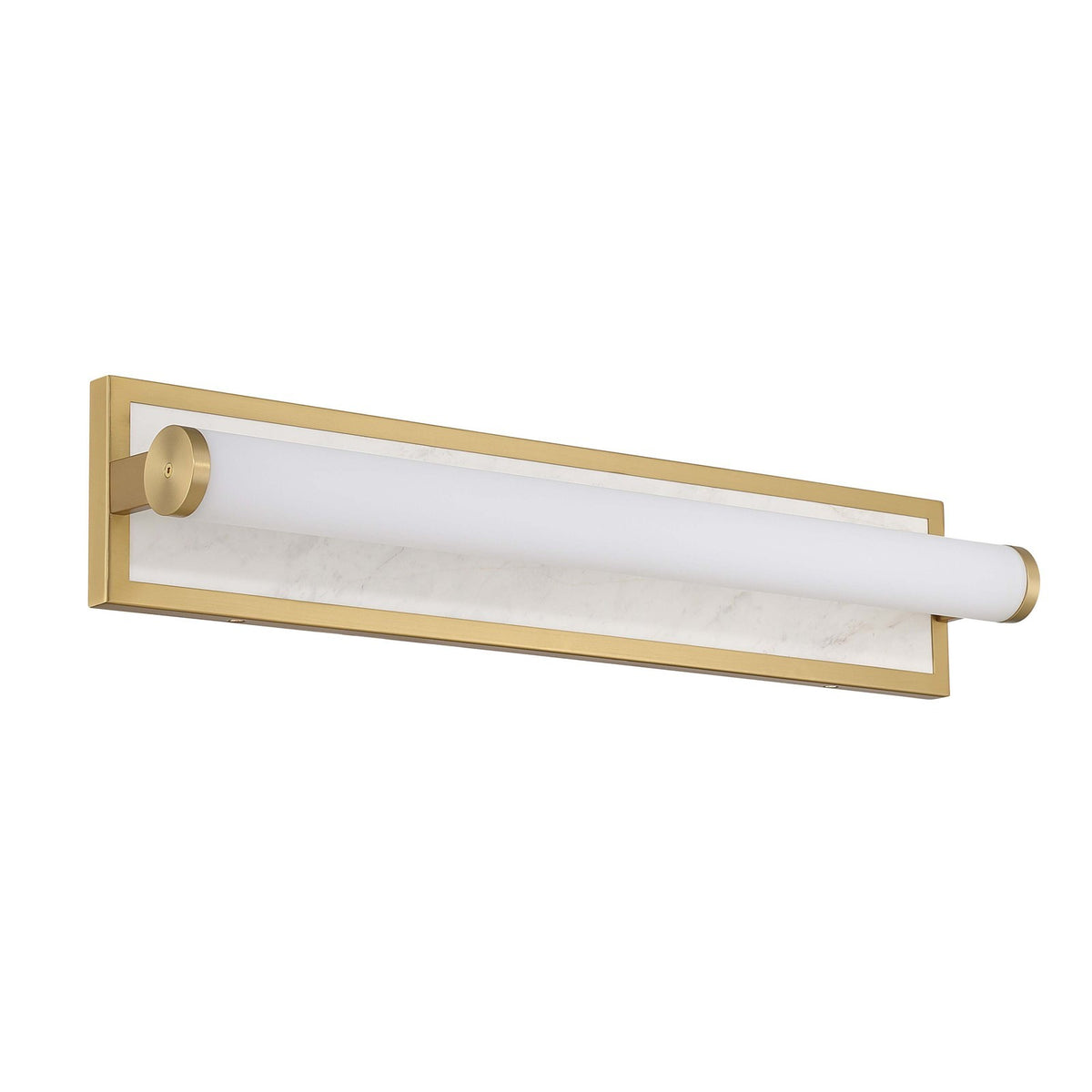 Golden Lighting Stratum 24in 1-Light Vanity Light | Modern Brushed Champagne Brass and Jazz White Marble | Bathroom & Powder | Model 1672-BA24 BCB-JW