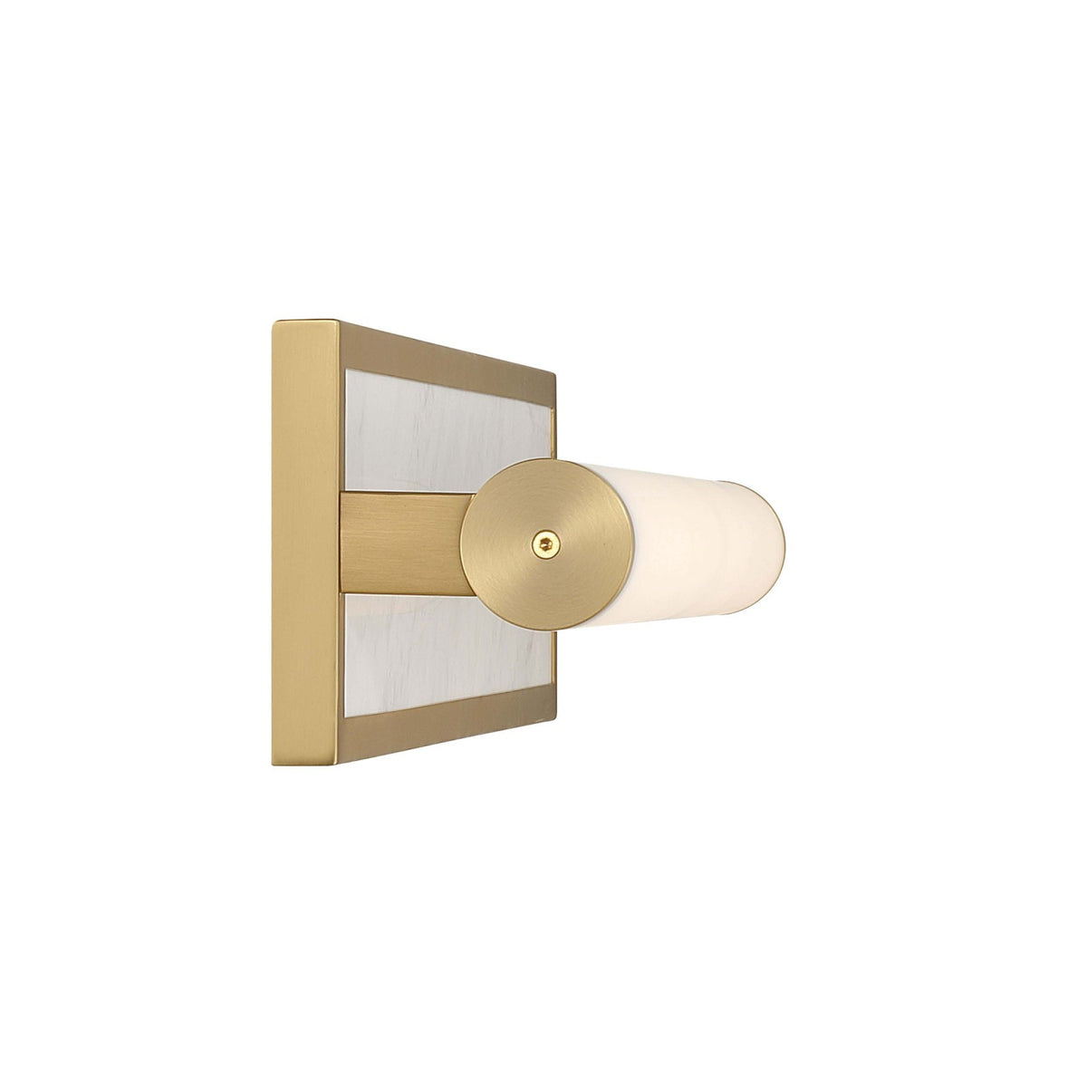 Golden Lighting Stratum 24in 1-Light Vanity Light | Modern Brushed Champagne Brass and Jazz White Marble | Bathroom & Powder | Model 1672-BA24 BCB-JW