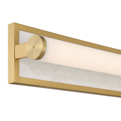 Golden Lighting Stratum 24in 1-Light Vanity Light | Modern Brushed Champagne Brass and Jazz White Marble | Bathroom & Powder | Model 1672-BA24 BCB-JW