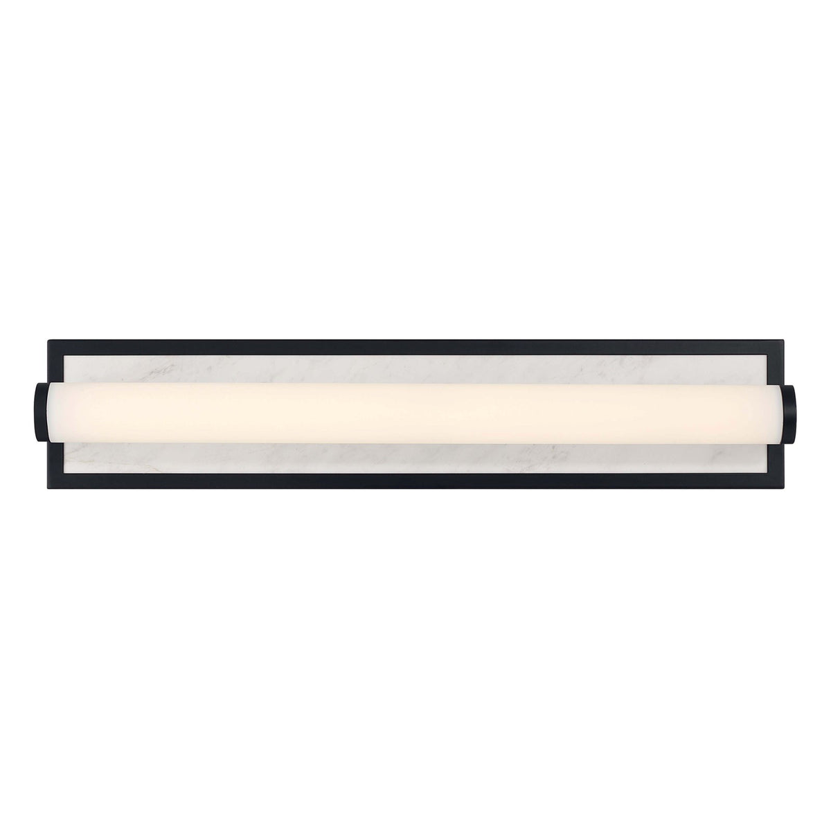 Golden Lighting Stratum 24in 1-Light LED Vanity Light | Modern Matte Black and Jazz White Marble | Bathroom & Powder Room | Model 1672-BA24 BLK-JW