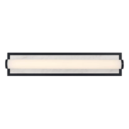 Golden Lighting Stratum 24in 1-Light LED Vanity Light | Modern Matte Black and Jazz White Marble | Bathroom & Powder Room | Model 1672-BA24 BLK-JW