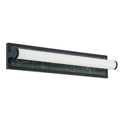Golden Lighting Stratum 24in Integrated LED Vanity Light | Modern Matte Black and Persian Green Marble | Bathroom | Model 1672-BA24 BLK-PRG