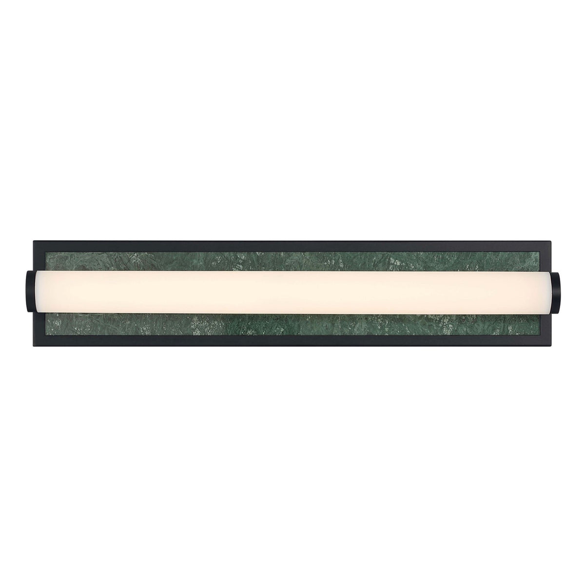 Golden Lighting Stratum 24in Integrated LED Vanity Light | Modern Matte Black and Persian Green Marble | Bathroom | Model 1672-BA24 BLK-PRG
