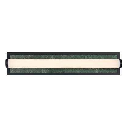 Golden Lighting Stratum 24in Integrated LED Vanity Light | Modern Matte Black and Persian Green Marble | Bathroom | Model 1672-BA24 BLK-PRG