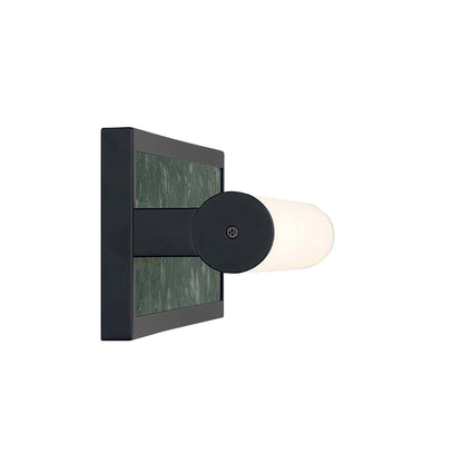 Golden Lighting Stratum 24in Integrated LED Vanity Light | Modern Matte Black and Persian Green Marble | Bathroom | Model 1672-BA24 BLK-PRG