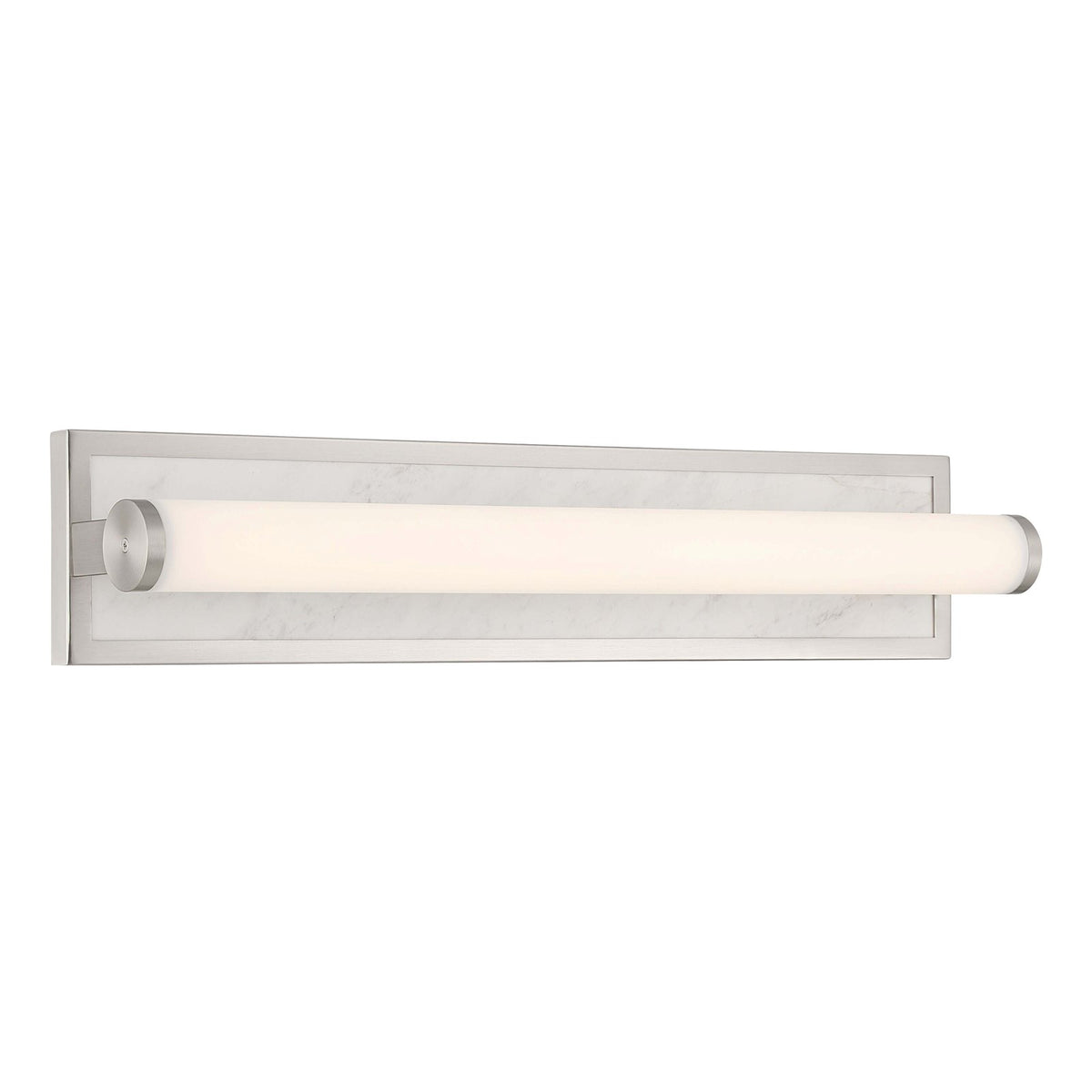 Golden Lighting Stratum 24in LED Vanity Light | Modern Brushed Nickel and Jazz White Marble | Bathroom Vanity | Model 1672-BA24 BN-JW