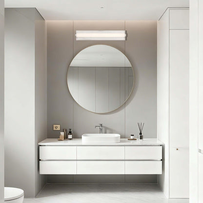 Golden Lighting Stratum 24in LED Vanity Light | Modern Brushed Nickel and Jazz White Marble | Bathroom Vanity | Model 1672-BA24 BN-JW