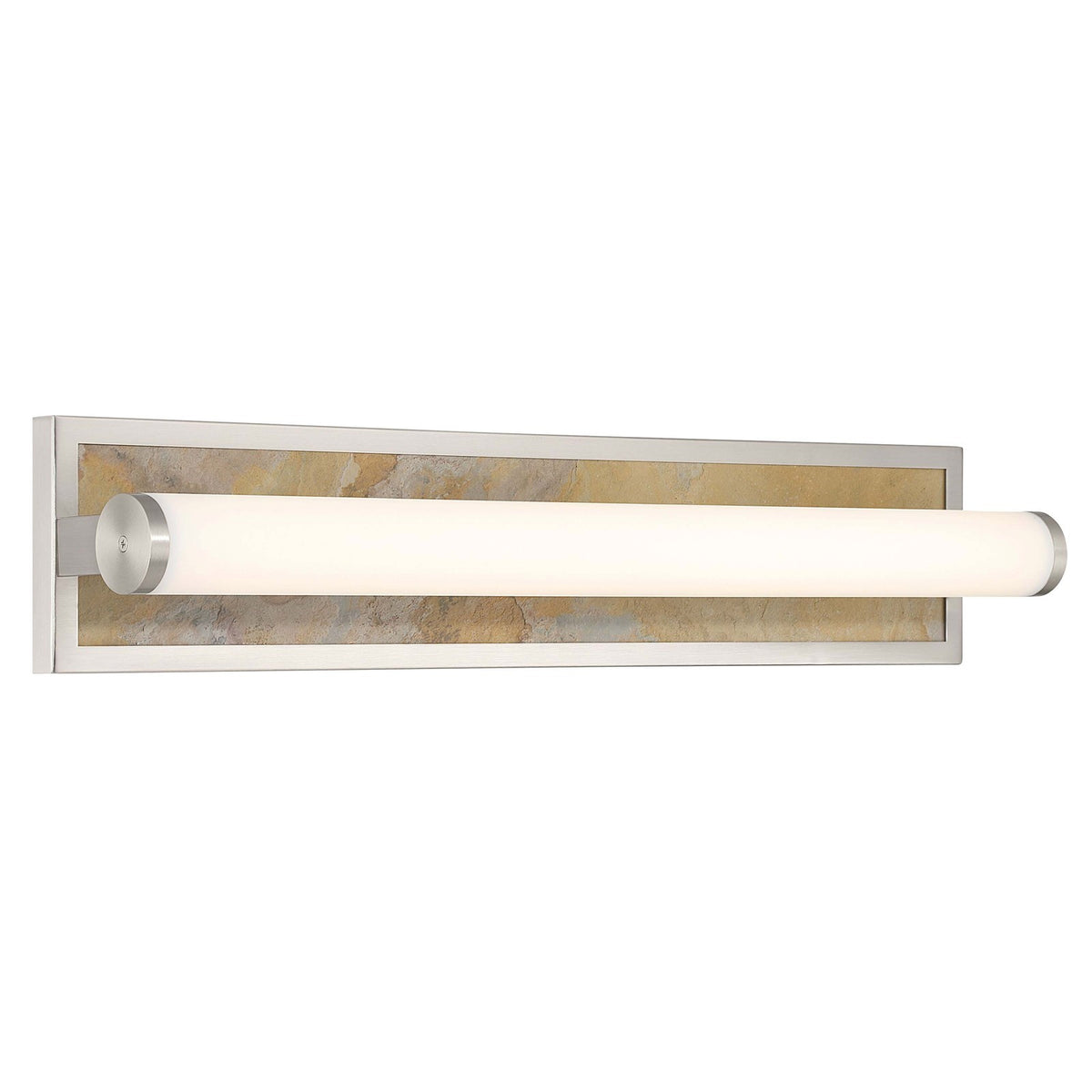 Golden Lighting Stratum 24in Integrated LED Vanity Light | Modern Brushed Nickel and Moon Rock Stone | Bathroom Vanity | Model 1672-BA24 BN-MR