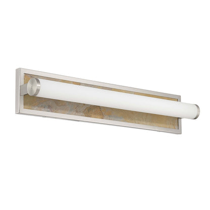 Golden Lighting Stratum 24in Integrated LED Vanity Light | Modern Brushed Nickel and Moon Rock Stone | Bathroom Vanity | Model 1672-BA24 BN-MR