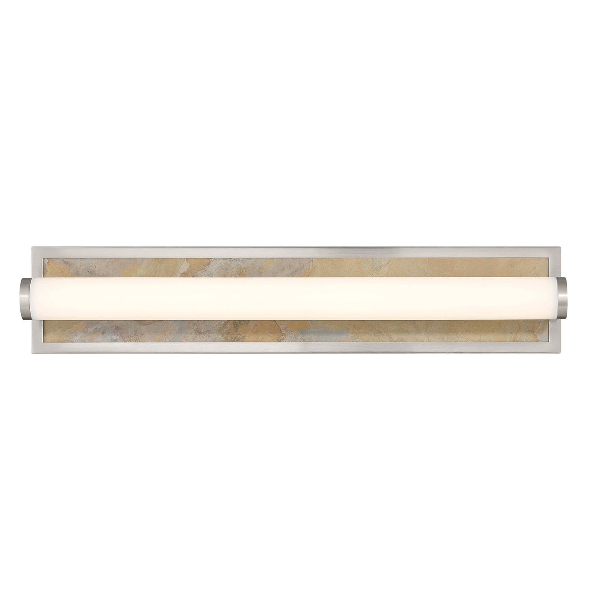 Golden Lighting Stratum 24in Integrated LED Vanity Light | Modern Brushed Nickel and Moon Rock Stone | Bathroom Vanity | Model 1672-BA24 BN-MR