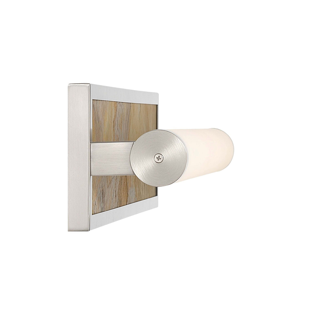 Golden Lighting Stratum 24in Integrated LED Vanity Light | Modern Brushed Nickel and Moon Rock Stone | Bathroom Vanity | Model 1672-BA24 BN-MR