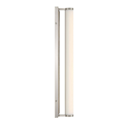 Golden Lighting Stratum 24in Integrated LED Vanity Light | Modern Brushed Nickel and Moon Rock Stone | Bathroom Vanity | Model 1672-BA24 BN-MR