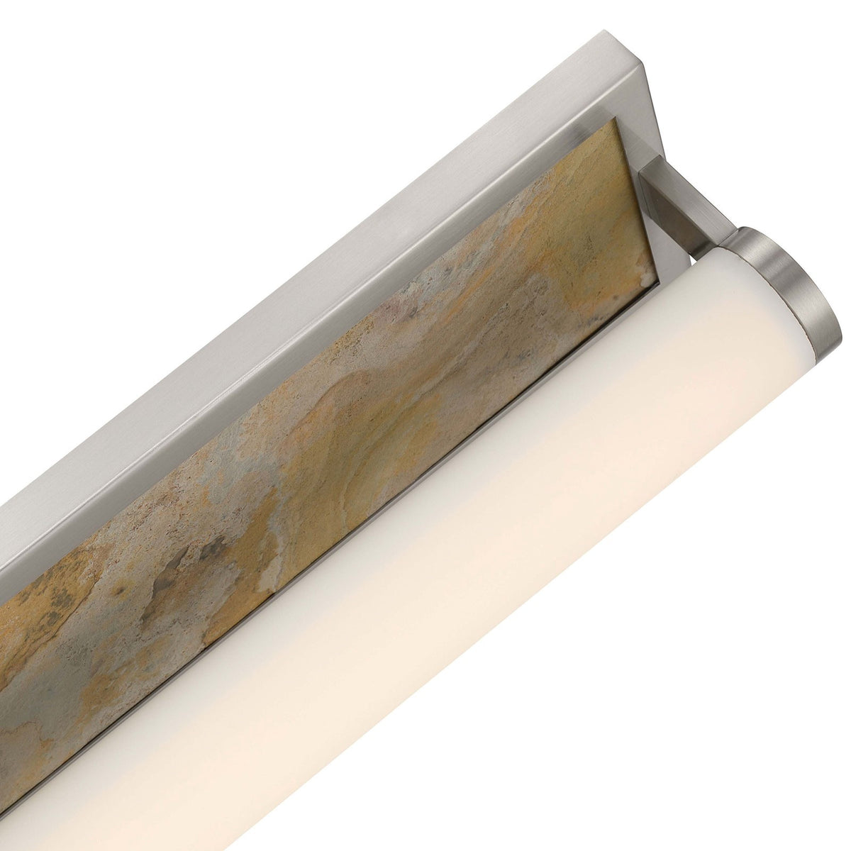 Golden Lighting Stratum 24in Integrated LED Vanity Light | Modern Brushed Nickel and Moon Rock Stone | Bathroom Vanity | Model 1672-BA24 BN-MR