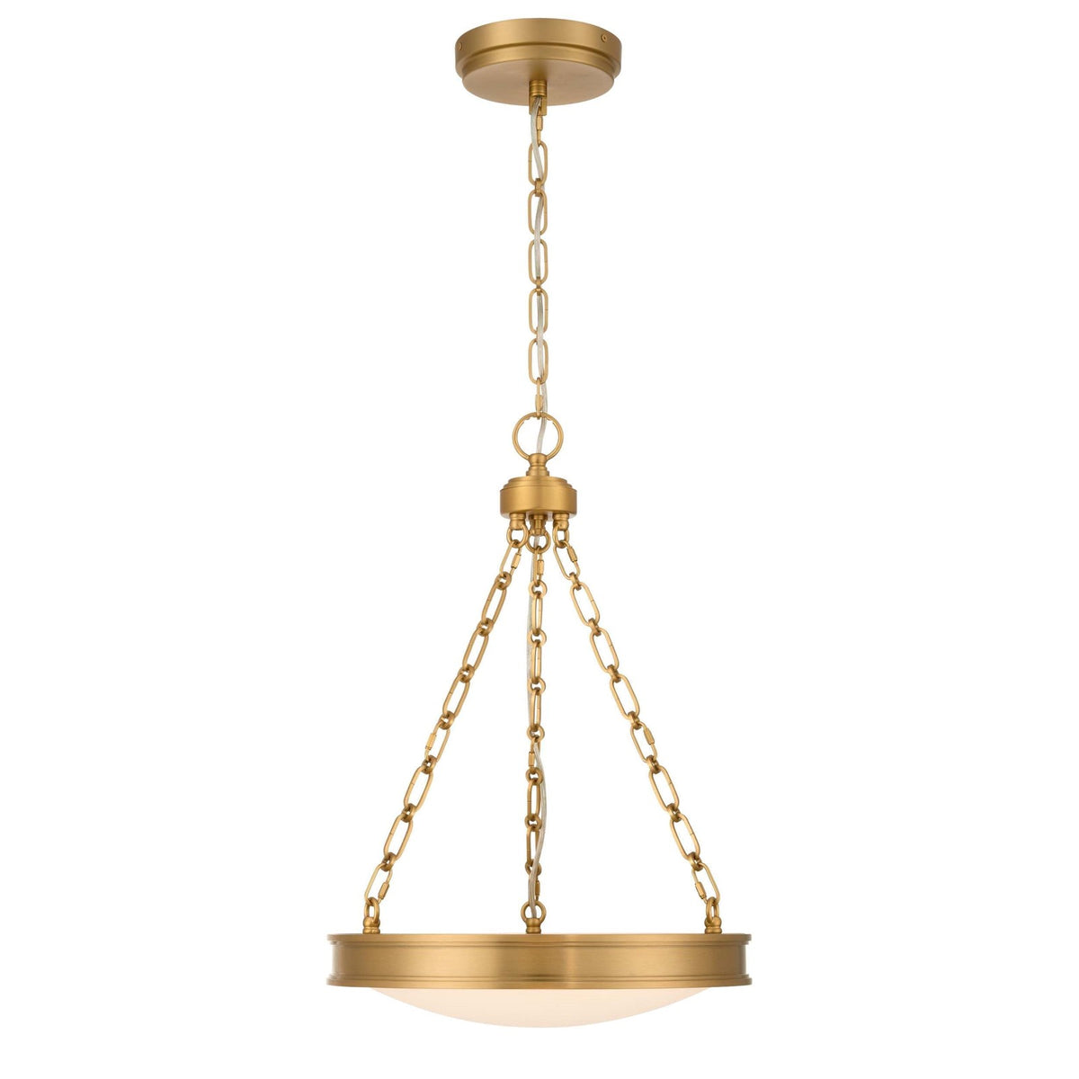 Golden Lighting Cameron 17in Integrated LED Pendant | Modern Brushed Champagne Brass and Etched Glass | Kitchen Island | Model 1700-17 BCB-EG