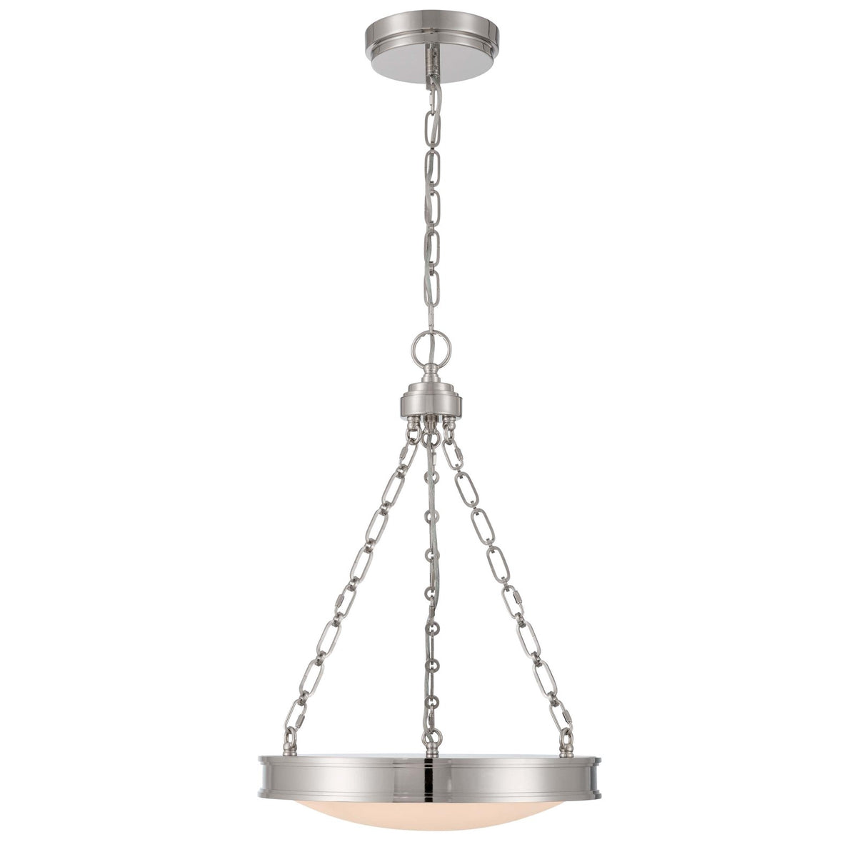 Golden Lighting Cameron 16.5in 1-Light LED Pendant | Modern Polished Nickel and Etched Glass | Kitchen & Dining Room | Model 1700-17 PN-EG