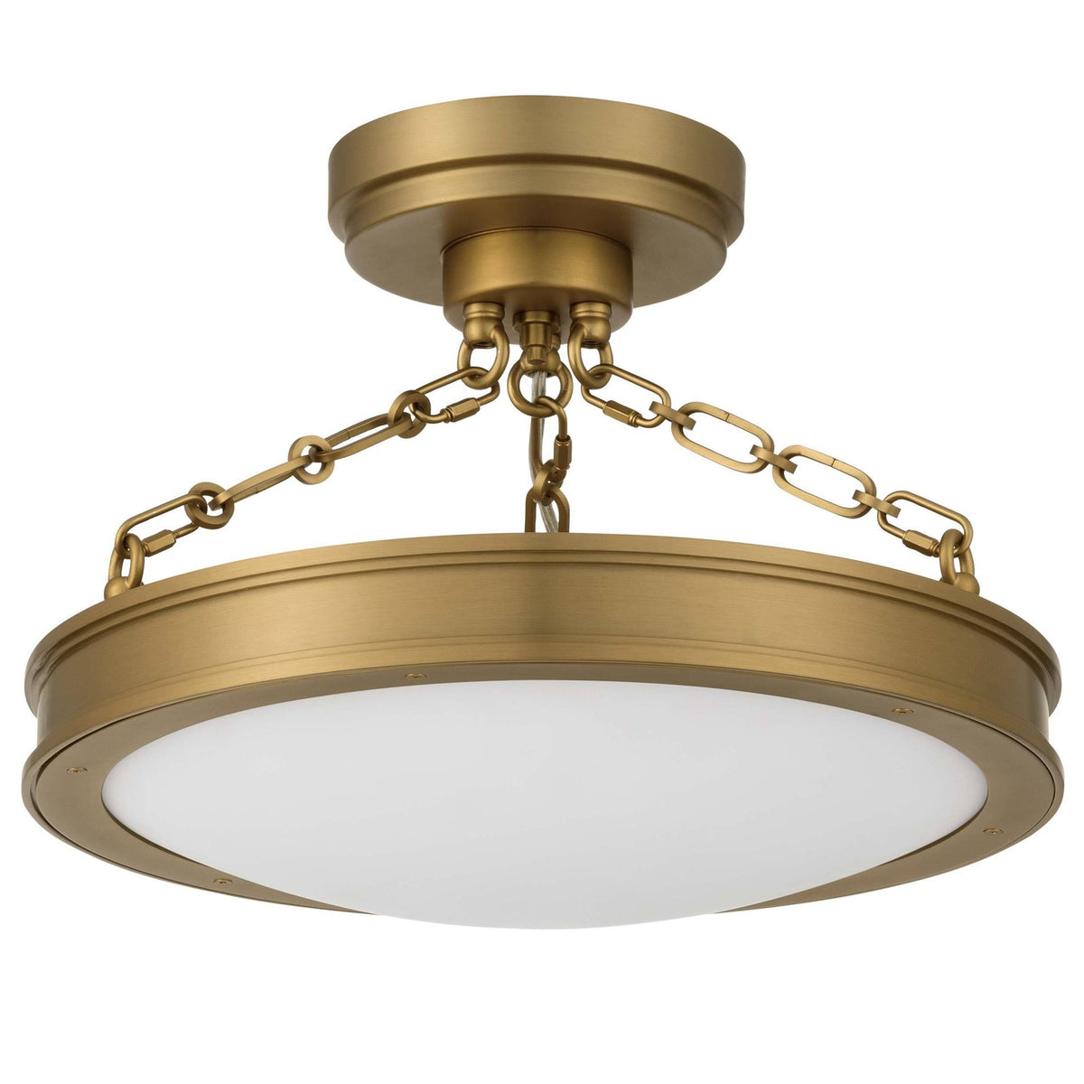 Golden Lighting Cameron 17in LED Semi-Flush Mount | Modern Brushed Champagne Brass and Etched Glass | Entryway & Bedroom | Model 1700-17SF BCB-EG