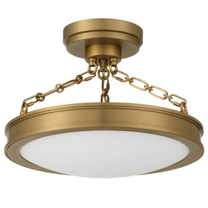 Golden Lighting Cameron 17in LED Semi-Flush Mount | Modern Brushed Champagne Brass and Etched Glass | Entryway & Bedroom | Model 1700-17SF BCB-EG