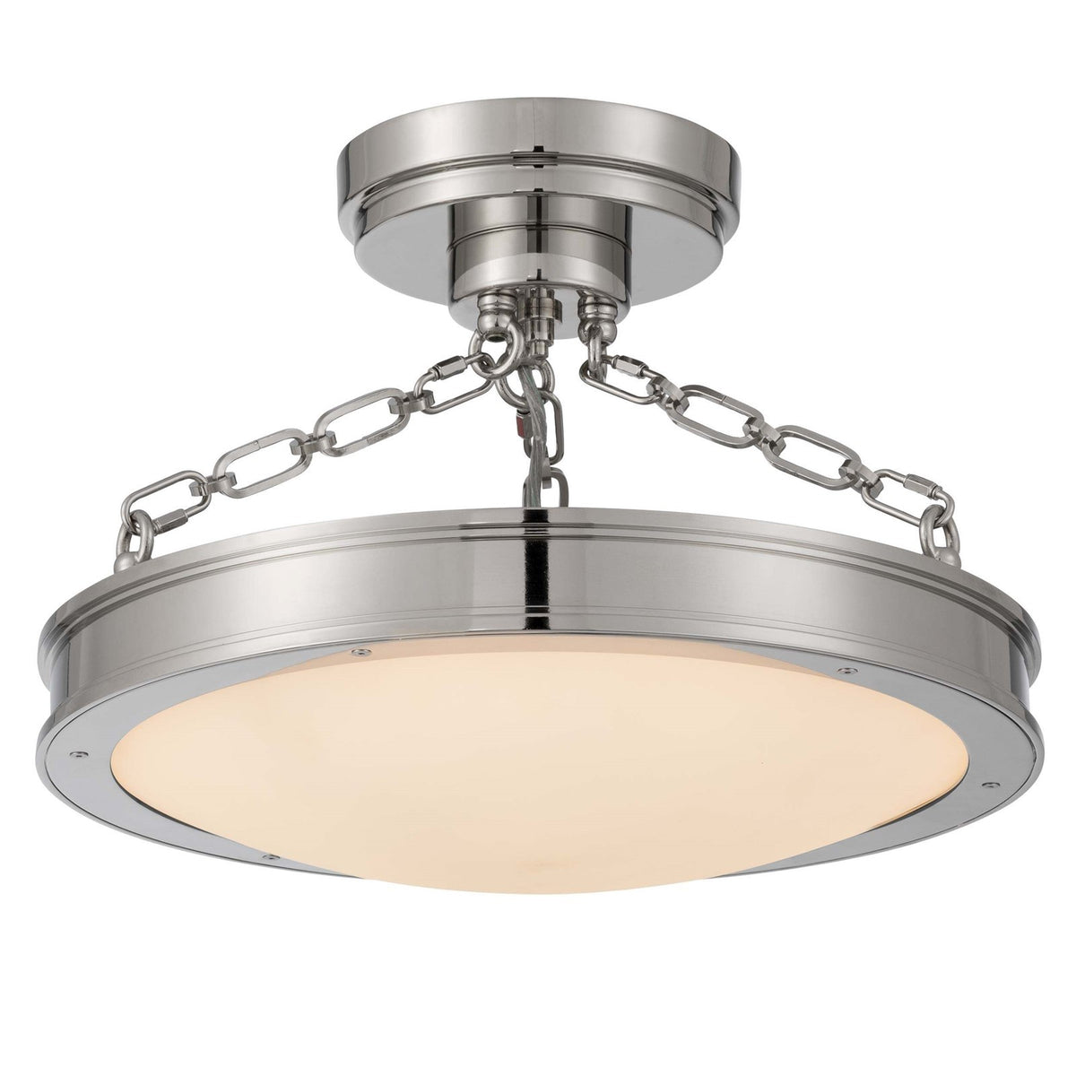 Golden Lighting Cameron 17in 1-Light Semi-Flush Mount | Modern Polished Nickel and Etched Glass | Entryway & Bedroom | Model 1700-17SF PN-EG