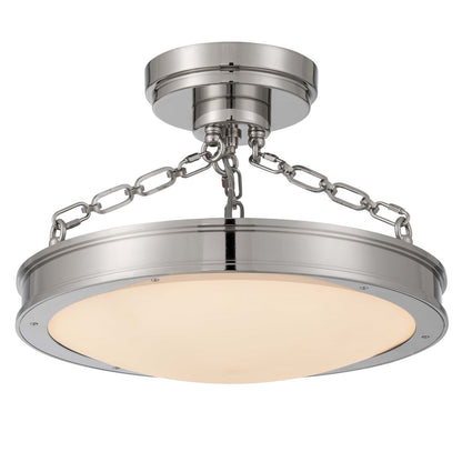 Golden Lighting Cameron 17in 1-Light Semi-Flush Mount | Modern Polished Nickel and Etched Glass | Entryway & Bedroom | Model 1700-17SF PN-EG