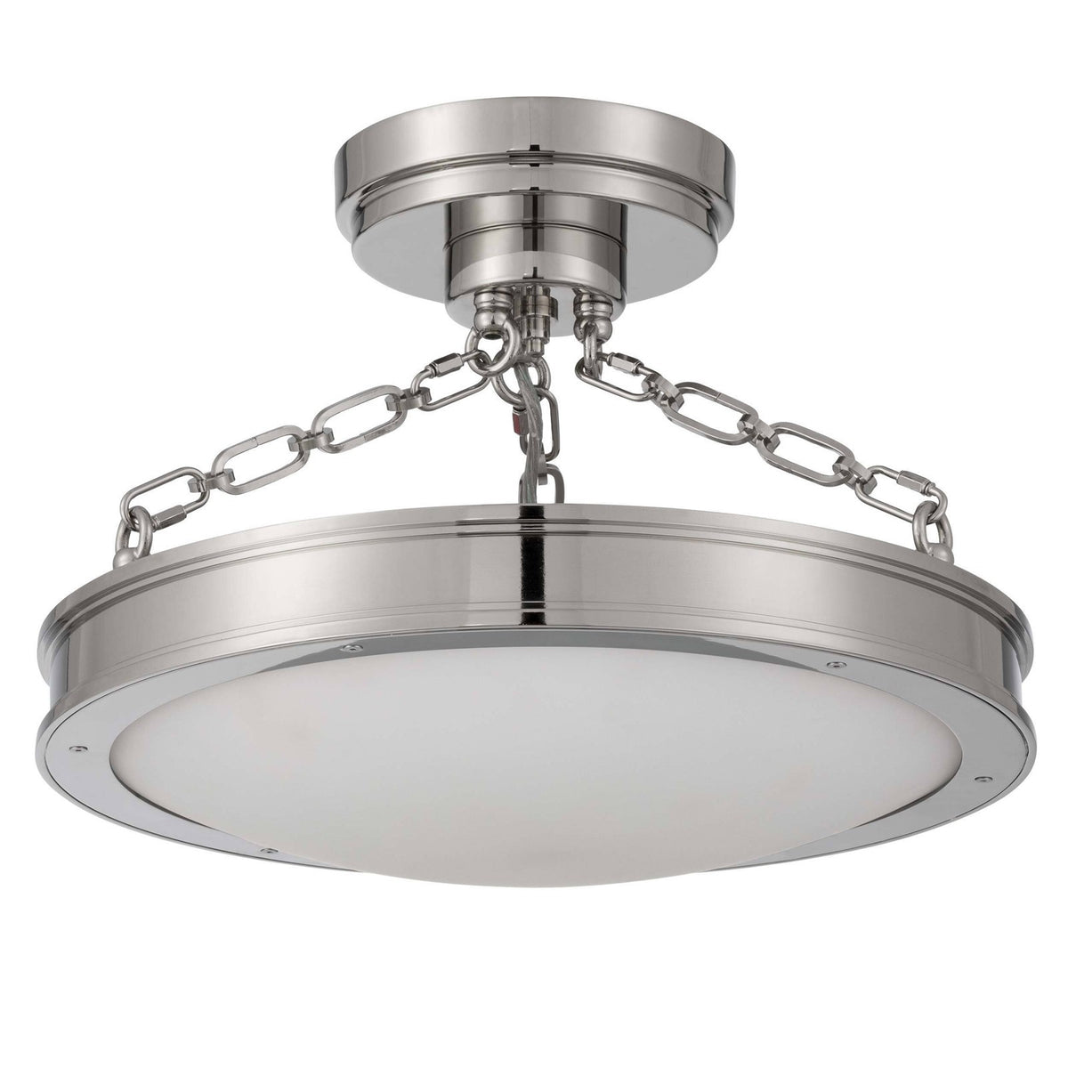 Golden Lighting Cameron 17in 1-Light Semi-Flush Mount | Modern Polished Nickel and Etched Glass | Entryway & Bedroom | Model 1700-17SF PN-EG