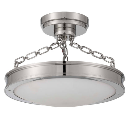 Golden Lighting Cameron 17in 1-Light Semi-Flush Mount | Modern Polished Nickel and Etched Glass | Entryway & Bedroom | Model 1700-17SF PN-EG