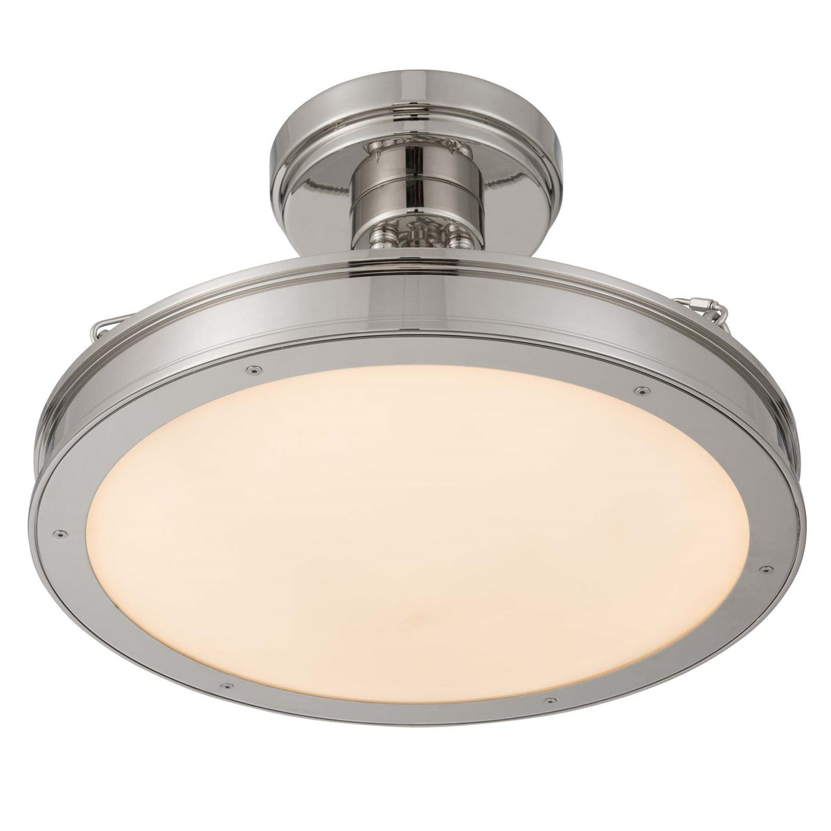 Golden Lighting Cameron 17in 1-Light Semi-Flush Mount | Modern Polished Nickel and Etched Glass | Entryway & Bedroom | Model 1700-17SF PN-EG