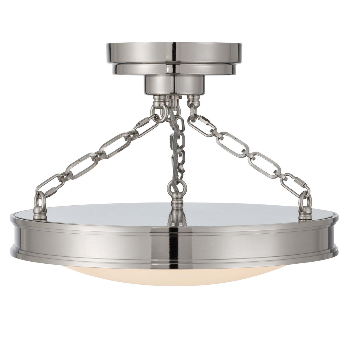 Golden Lighting Cameron 17in 1-Light Semi-Flush Mount | Modern Polished Nickel and Etched Glass | Entryway & Bedroom | Model 1700-17SF PN-EG