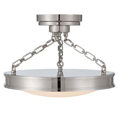 Golden Lighting Cameron 17in 1-Light Semi-Flush Mount | Modern Polished Nickel and Etched Glass | Entryway & Bedroom | Model 1700-17SF PN-EG