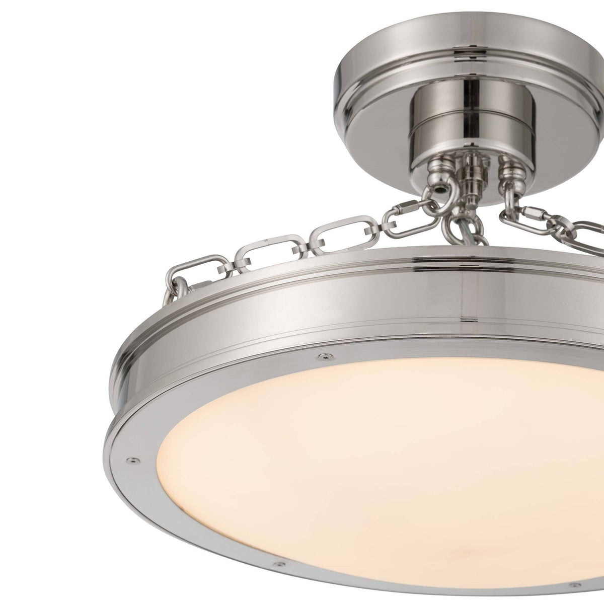 Golden Lighting Cameron 17in 1-Light Semi-Flush Mount | Modern Polished Nickel and Etched Glass | Entryway & Bedroom | Model 1700-17SF PN-EG