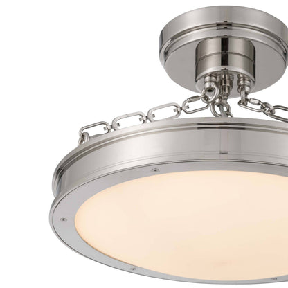 Golden Lighting Cameron 17in 1-Light Semi-Flush Mount | Modern Polished Nickel and Etched Glass | Entryway & Bedroom | Model 1700-17SF PN-EG