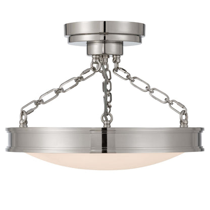 Golden Lighting Cameron 17in 1-Light Semi-Flush Mount | Modern Polished Nickel and Etched Glass | Entryway & Bedroom | Model 1700-17SF PN-EG