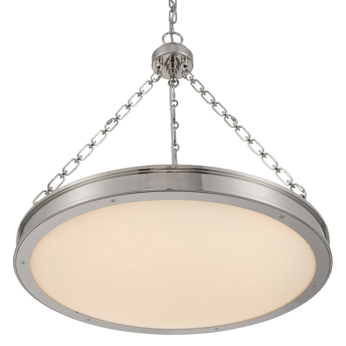Golden Lighting Cameron 24in Integrated LED Pendant | Modern Polished Nickel and Etched Glass | Kitchen Island & Dining Room | Model 1700-24 PN-EG