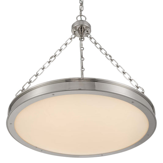 Golden Lighting Cameron 24in Integrated LED Pendant | Modern Polished Nickel and Etched Glass | Kitchen Island & Dining Room | Model 1700-24 PN-EG