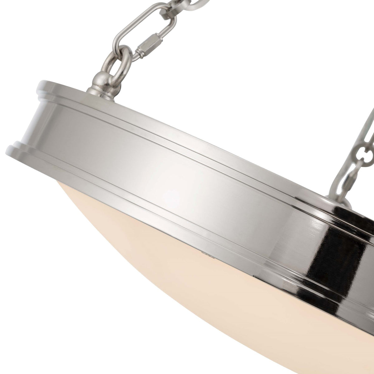 Golden Lighting Cameron 24in Integrated LED Pendant | Modern Polished Nickel and Etched Glass | Kitchen Island & Dining Room | Model 1700-24 PN-EG