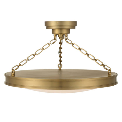 Golden Lighting Cameron 24in Integrated LED Semi-Flush Mount | Modern Brushed Champagne Brass and Etched Glass | Entryway | Model 1700-24SF BCB-EG