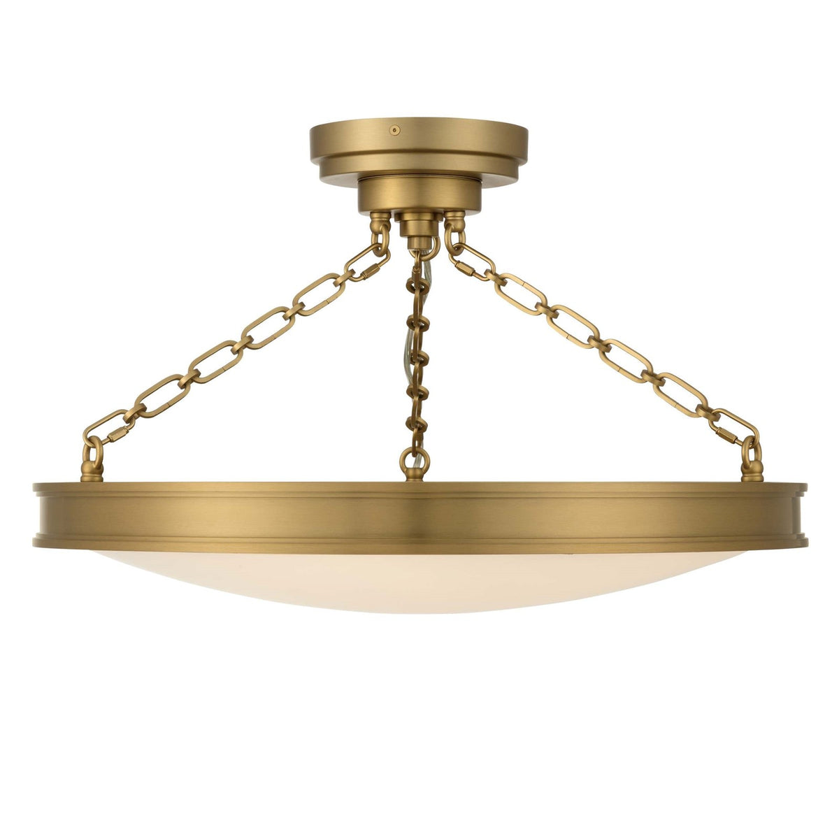 Golden Lighting Cameron 24in Integrated LED Semi-Flush Mount | Modern Brushed Champagne Brass and Etched Glass | Entryway | Model 1700-24SF BCB-EG