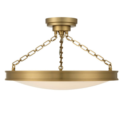 Golden Lighting Cameron 24in Integrated LED Semi-Flush Mount | Modern Brushed Champagne Brass and Etched Glass | Entryway | Model 1700-24SF BCB-EG