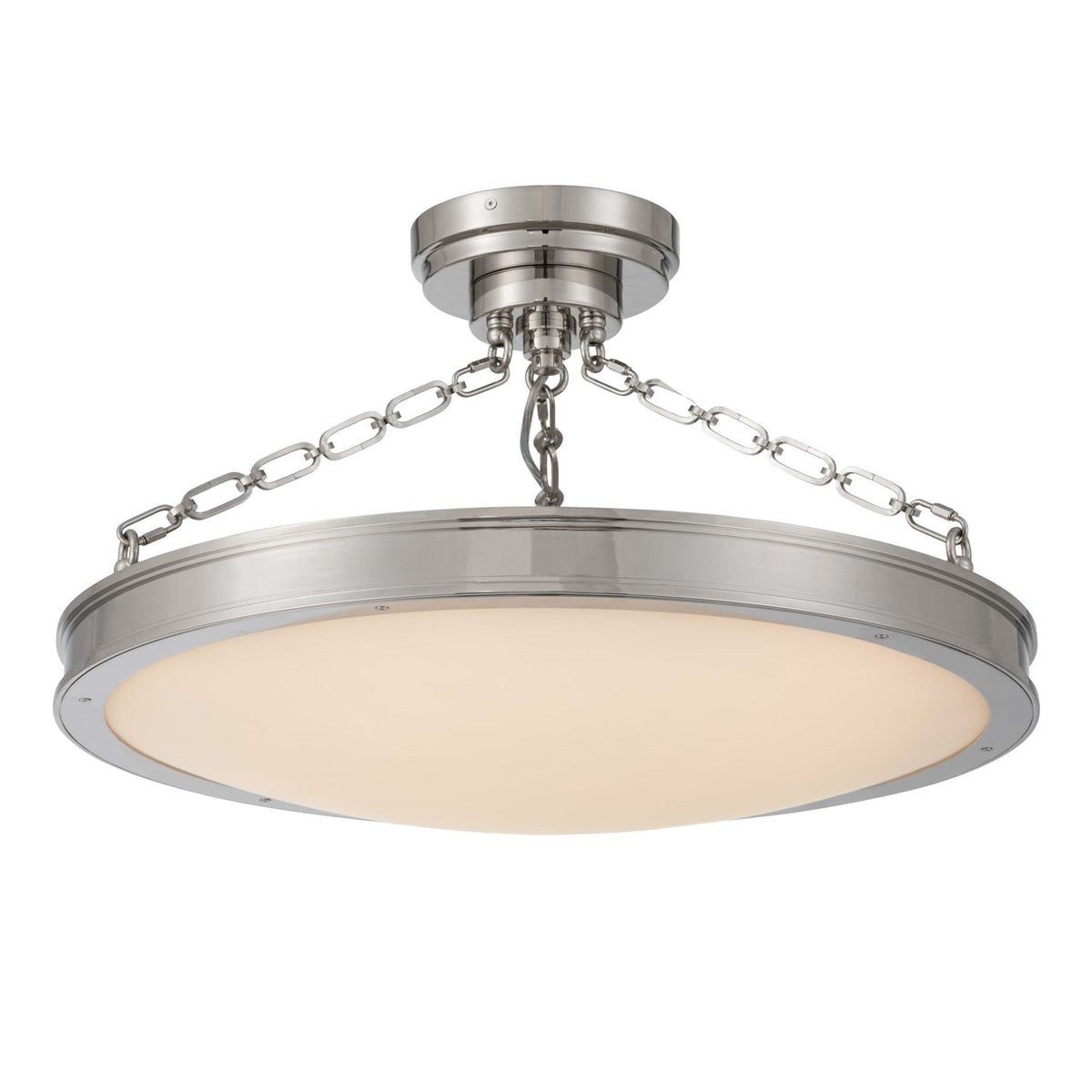 Golden Lighting Cameron 24in LED Semi-Flush Mount | Modern Polished Nickel and Etched Glass | Entryway & Bedroom | Model 1700-24SF PN-EG