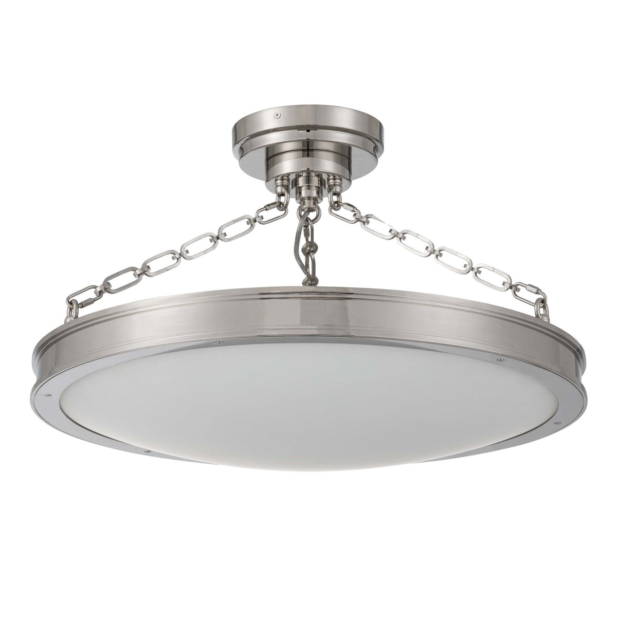 Golden Lighting Cameron 24in LED Semi-Flush Mount | Modern Polished Nickel and Etched Glass | Entryway & Bedroom | Model 1700-24SF PN-EG