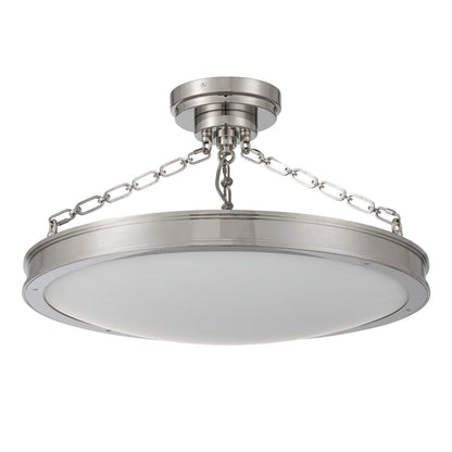Golden Lighting Cameron 24in LED Semi-Flush Mount | Modern Polished Nickel and Etched Glass | Entryway & Bedroom | Model 1700-24SF PN-EG