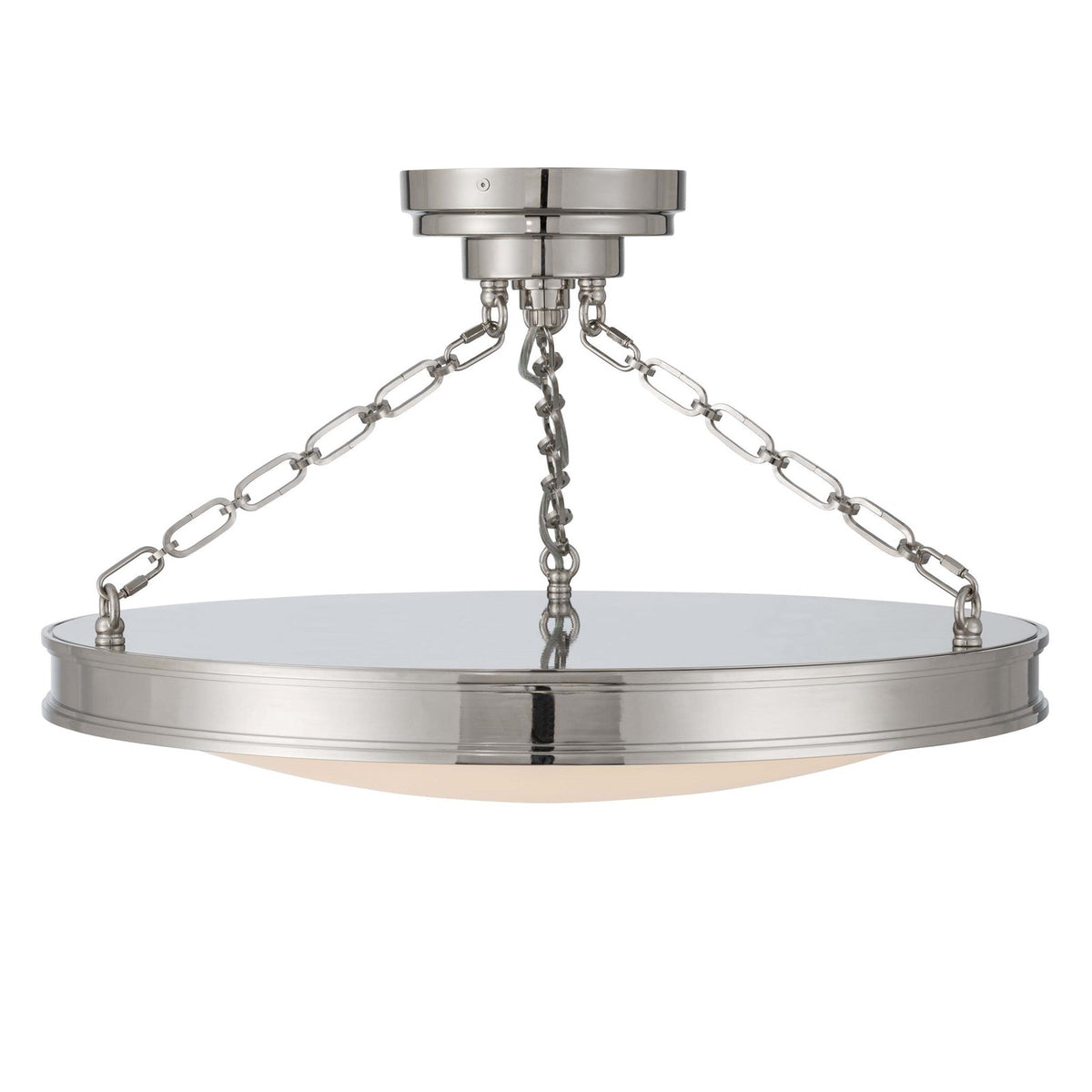 Golden Lighting Cameron 24in LED Semi-Flush Mount | Modern Polished Nickel and Etched Glass | Entryway & Bedroom | Model 1700-24SF PN-EG