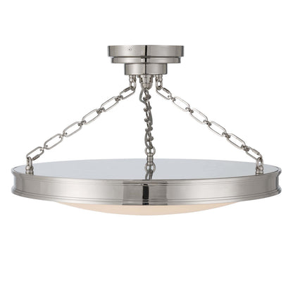 Golden Lighting Cameron 24in LED Semi-Flush Mount | Modern Polished Nickel and Etched Glass | Entryway & Bedroom | Model 1700-24SF PN-EG