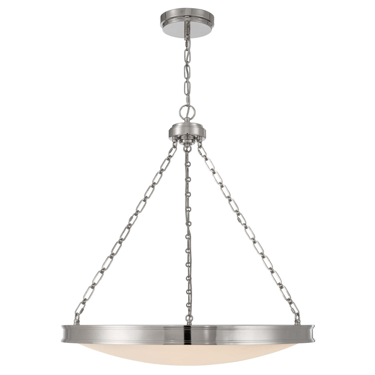 Golden Lighting Cameron 30in 1-Light LED Pendant | Modern Polished Nickel and Etched Glass | Kitchen Island & Dining Room | Model 1700-30 PN-EG