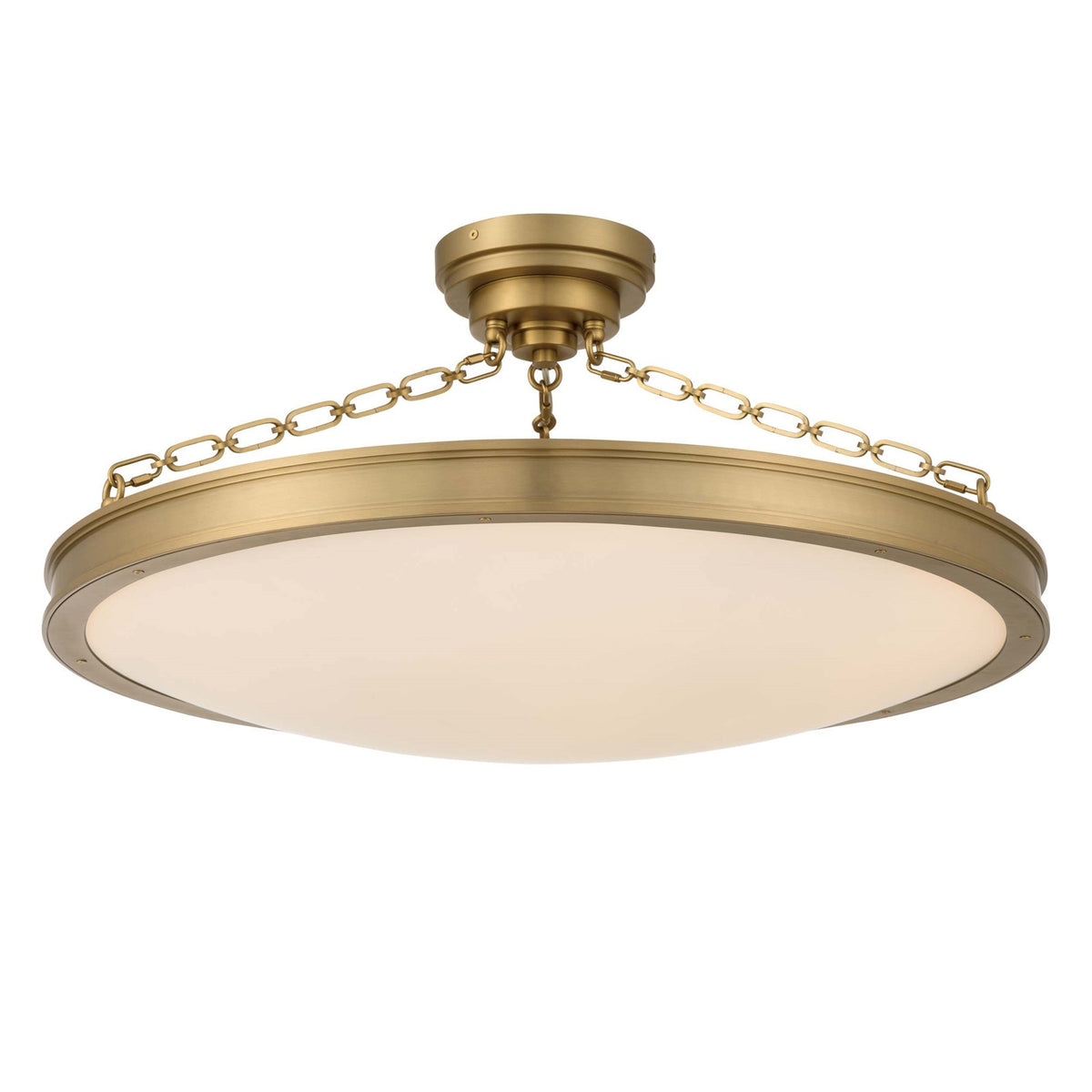 Golden Lighting Cameron 30in LED Semi-Flush Mount | Modern Brushed Champagne Brass and Etched Glass | Entryway & Foyer | Model 1700-30SF BCB-EG