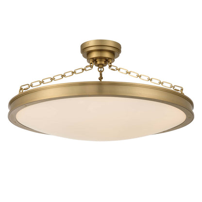 Golden Lighting Cameron 30in LED Semi-Flush Mount | Modern Brushed Champagne Brass and Etched Glass | Entryway & Foyer | Model 1700-30SF BCB-EG